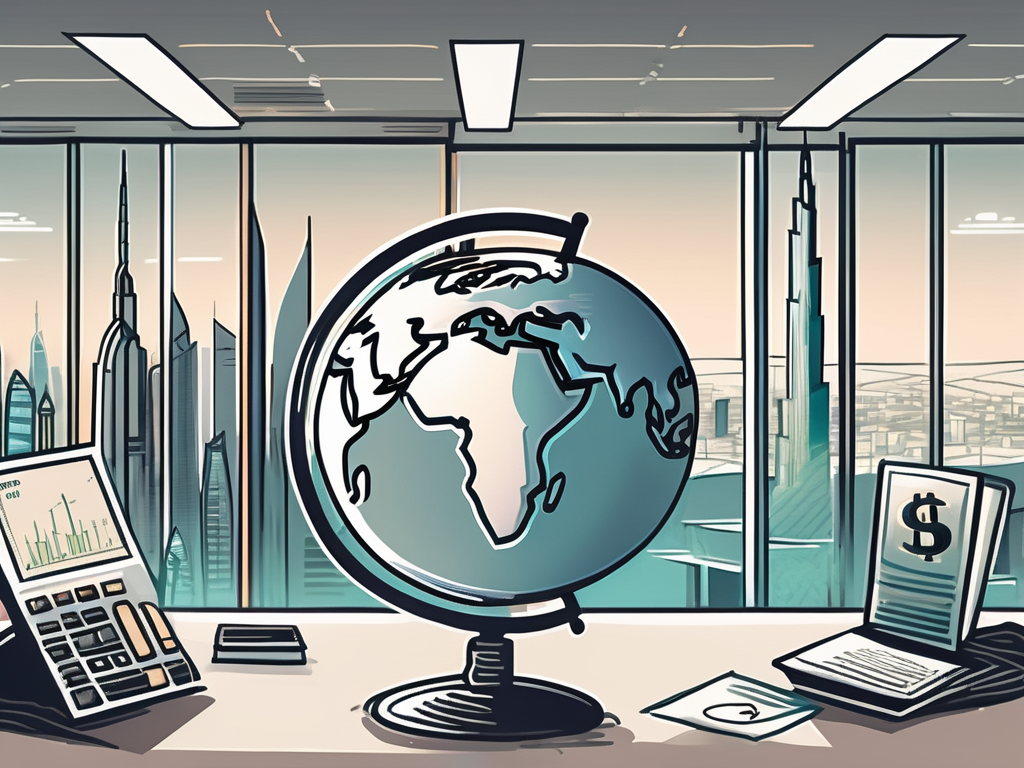 A classroom setting with a backdrop of dubai's iconic skyline