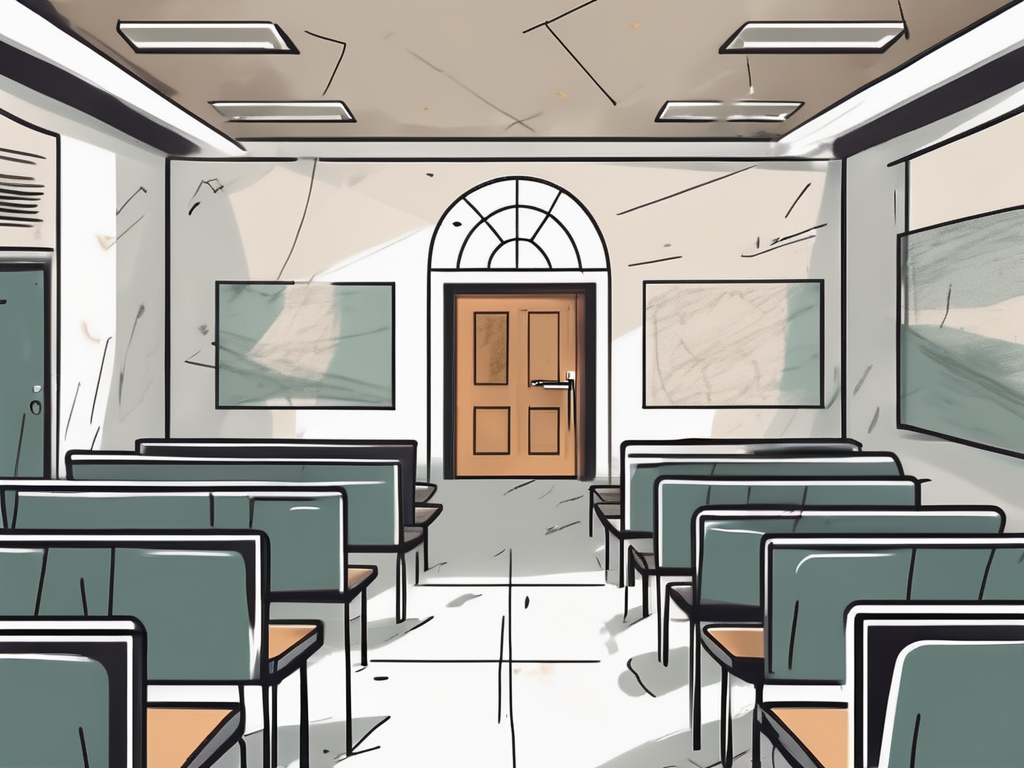 A classroom setting in dubai with noticeable barriers such as a locked gate