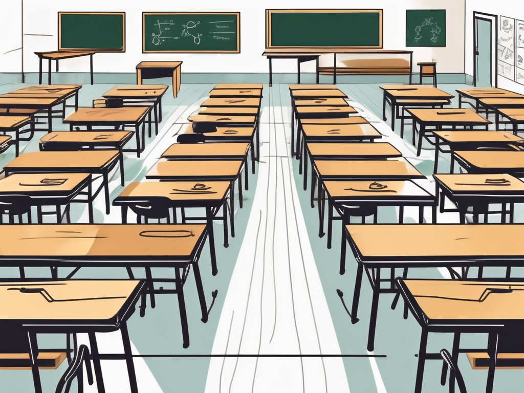 A diverse set of school desks