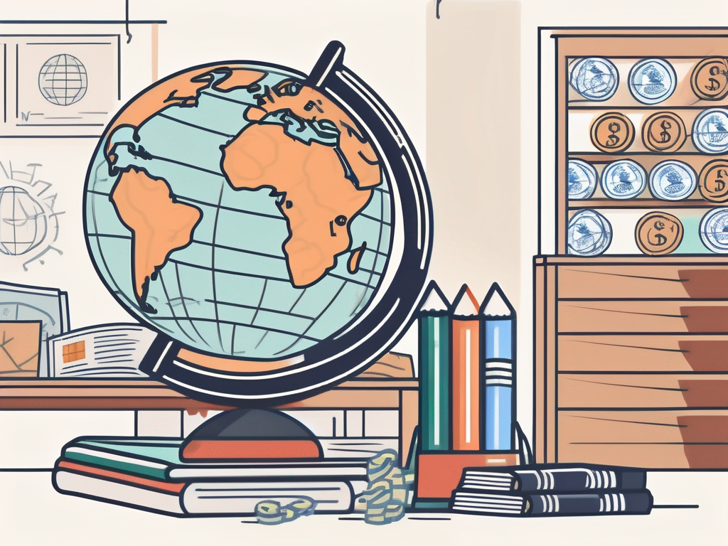 A classroom setting in thailand with a globe