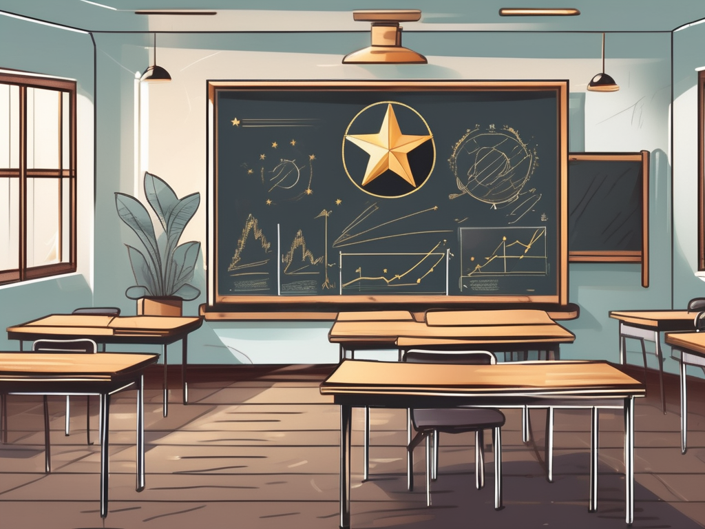 A classroom setting in thailand with a chalkboard