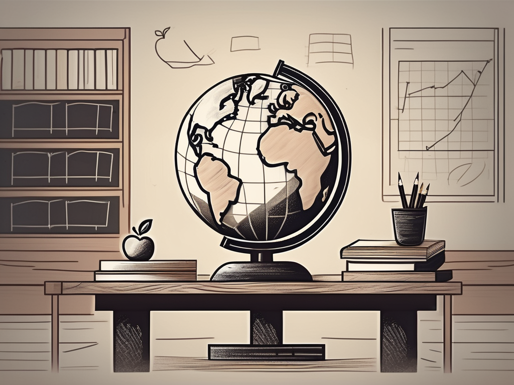 A classroom with a mix of thai cultural elements and teaching tools