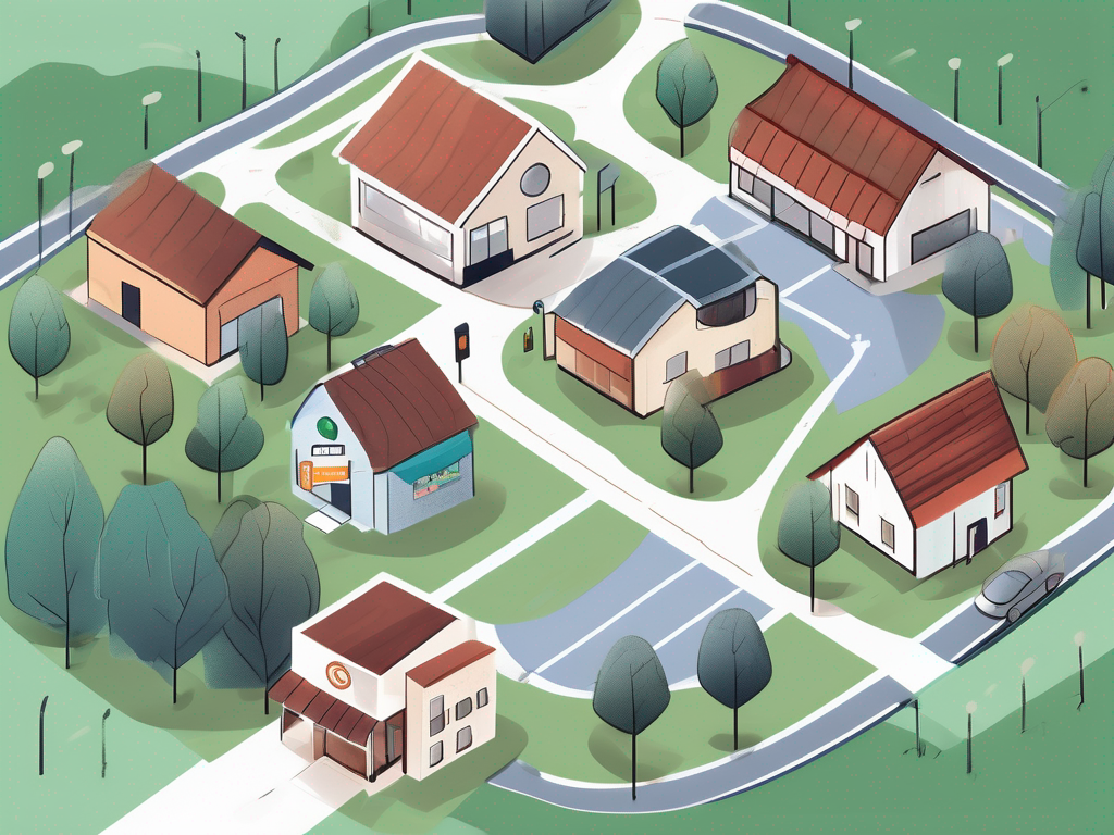 A map with various amenities like a grocery store