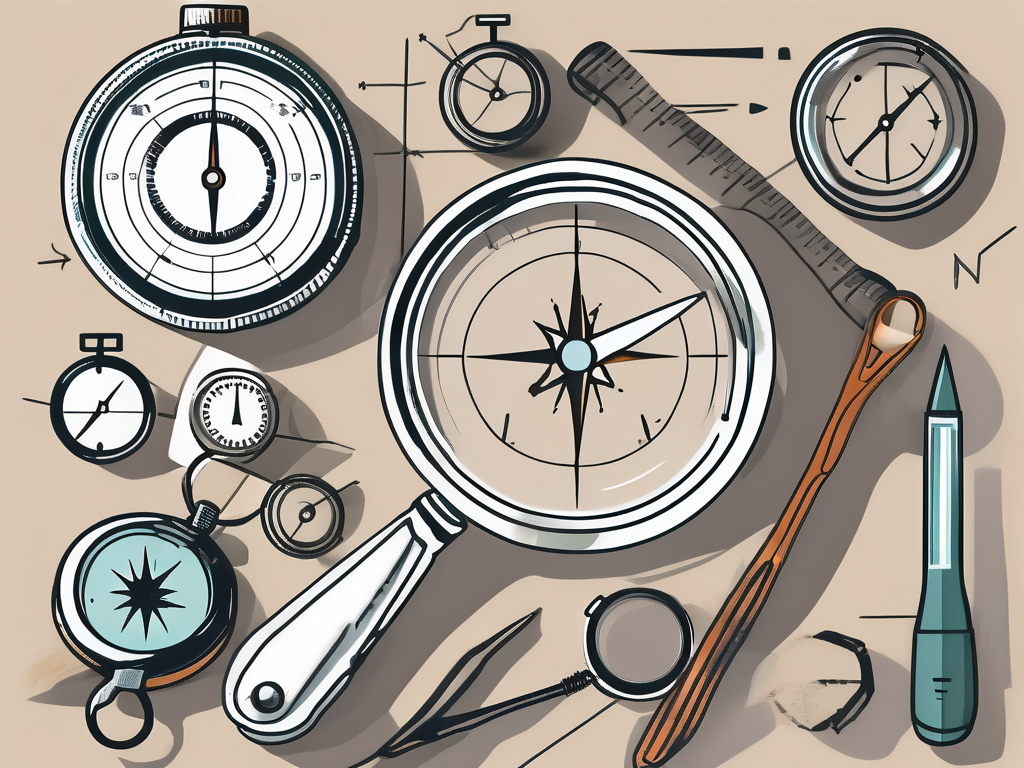 Various tools like a magnifying glass