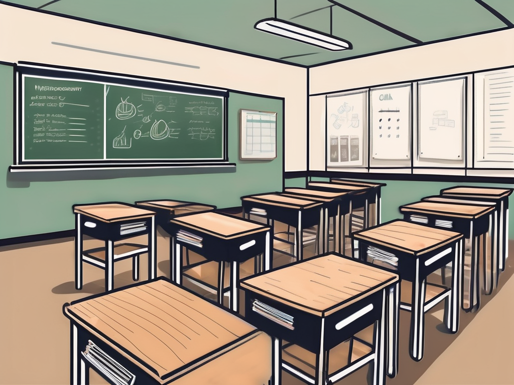 A well-organized classroom in malaysia with visible elements like desks in neat rows