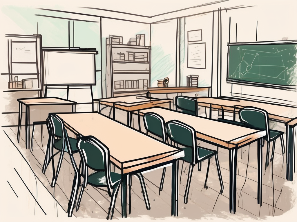 A classroom setting in vietnam with various teaching aids and tools