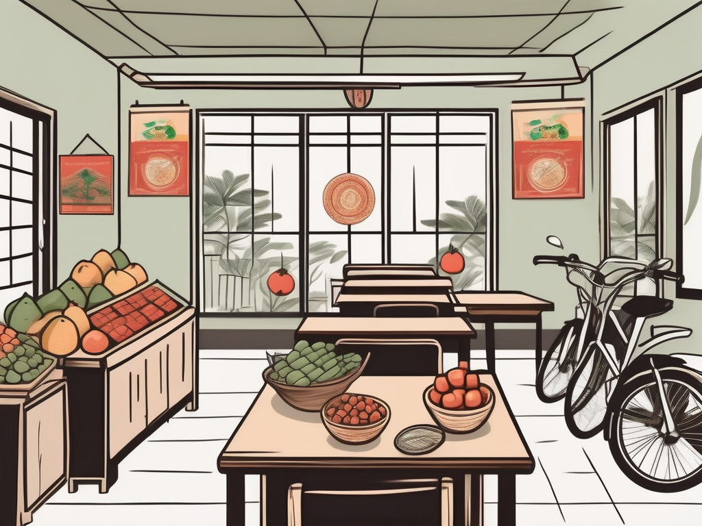 A classroom with traditional vietnamese elements