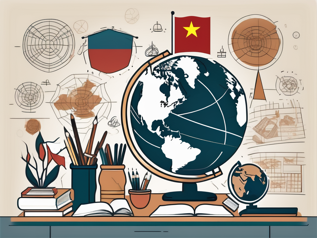 A classroom setting with diverse cultural symbols