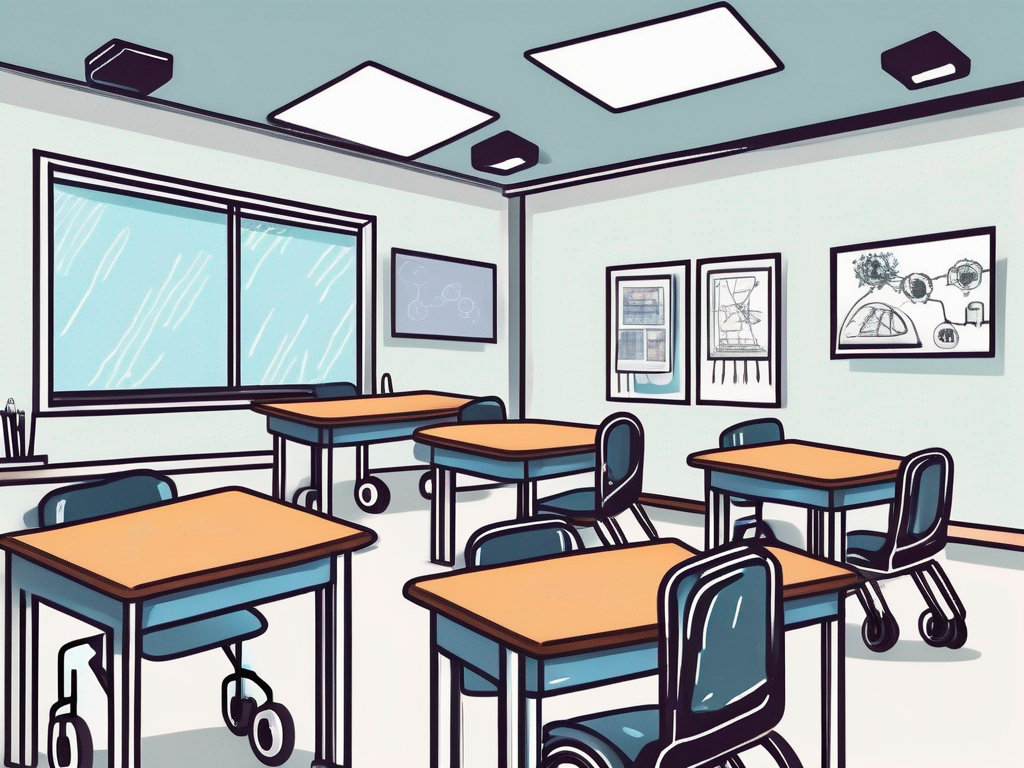 A classroom setting in malaysia with various educational tools and resources that symbolize special education needs