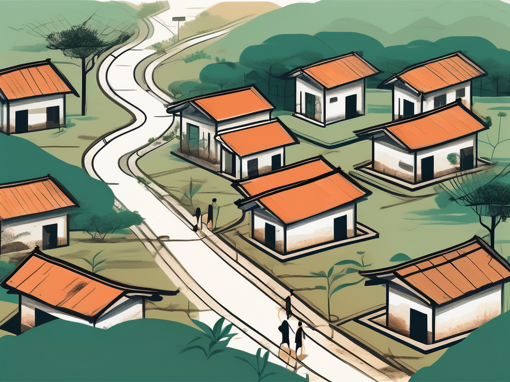 A rural vietnamese landscape with broken down school buildings