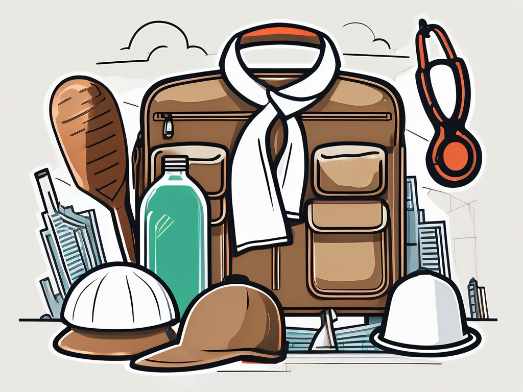 A diverse range of professional items such as a briefcase