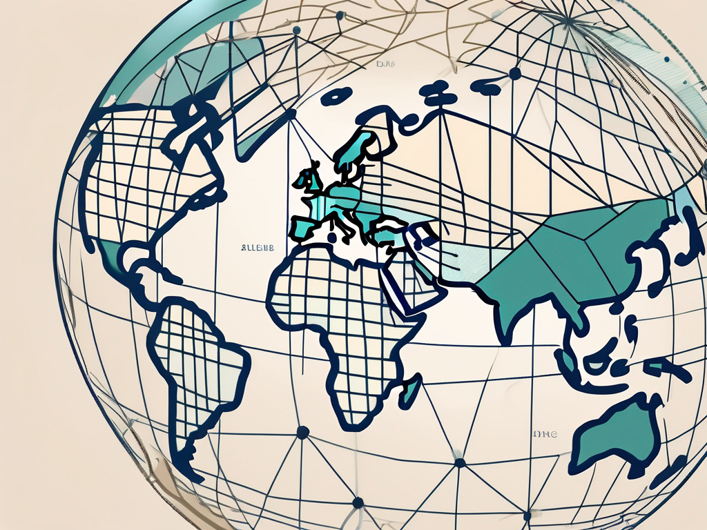 A globe with various international landmarks