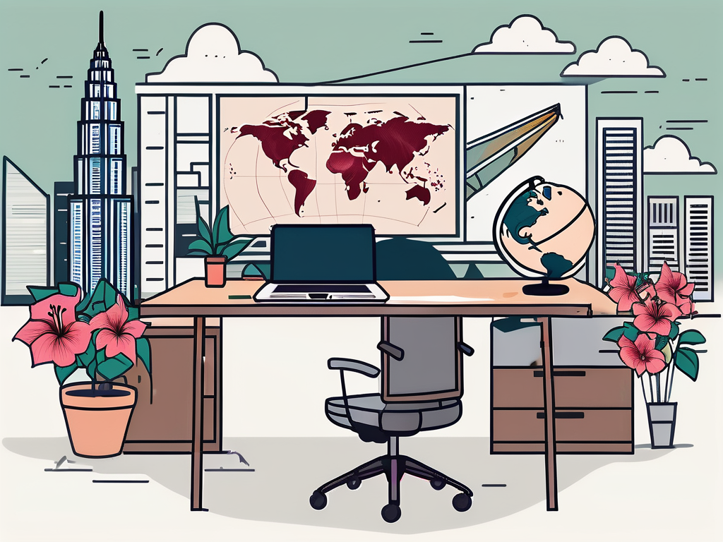 A classroom setting with a globe on the teacher's desk