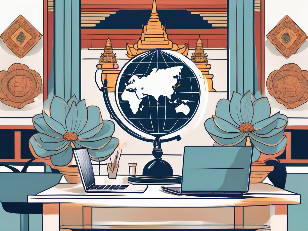 A classroom setting with a globe on the desk