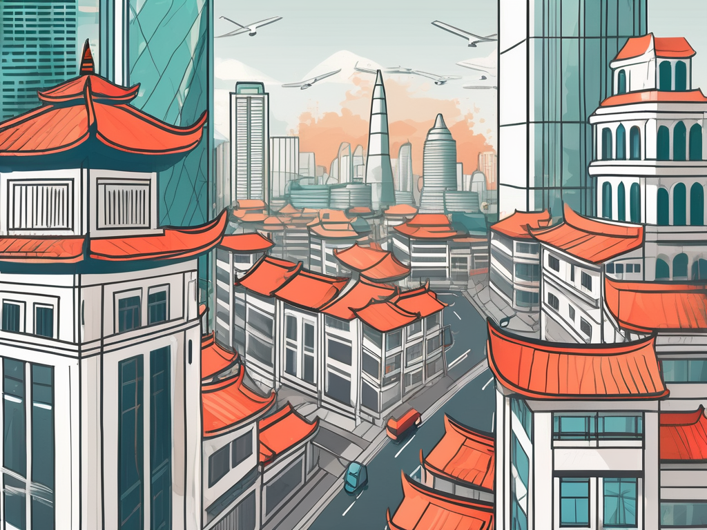 A cityscape featuring iconic landmarks from the top five high-paying cities for global educators