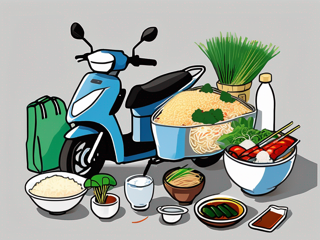 Various everyday items and services commonly used in vietnam such as a motorbike