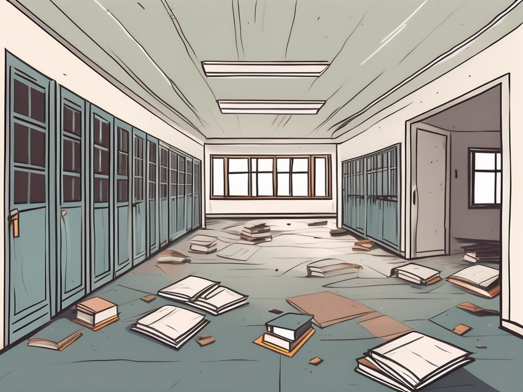 A deserted bangkok school with closed doors and windows