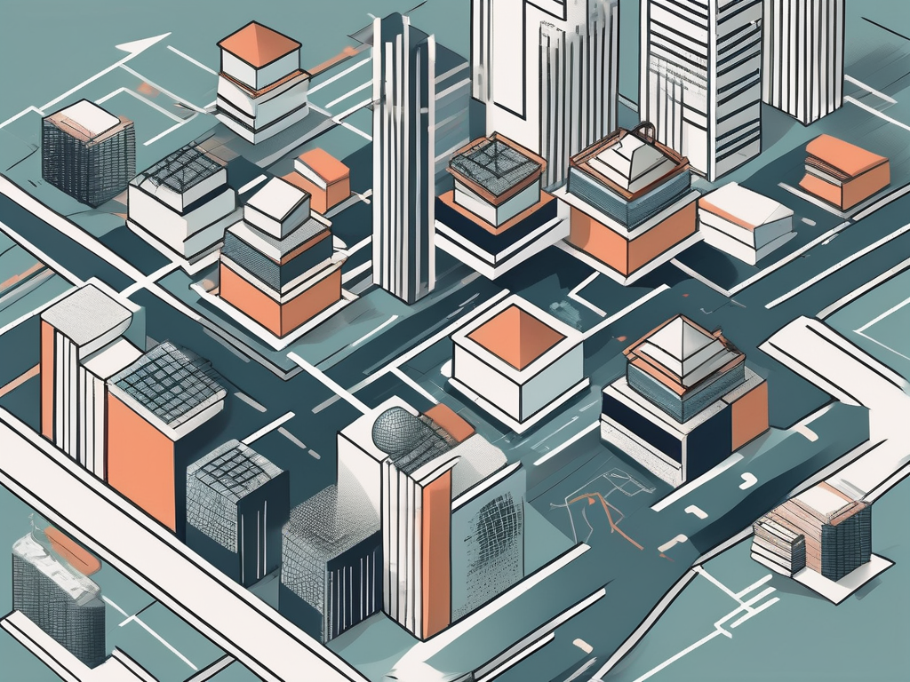 A bustling bangkok cityscape with symbolic barriers like a maze or hurdles