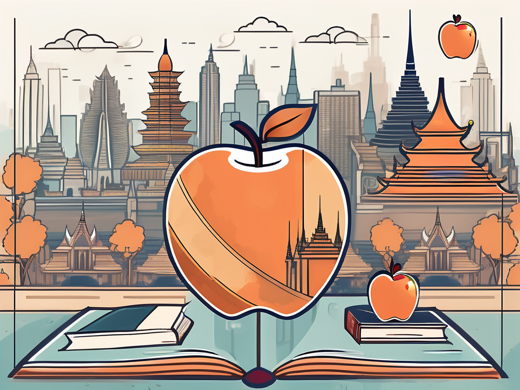 A thai cityscape with prominent landmarks