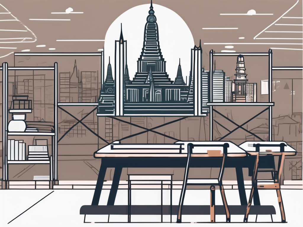 A classroom setting with a chalkboard