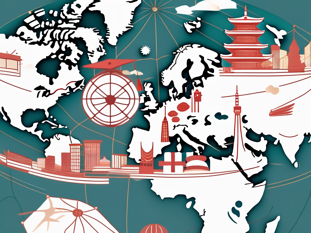 A globe highlighting some top cities in different countries