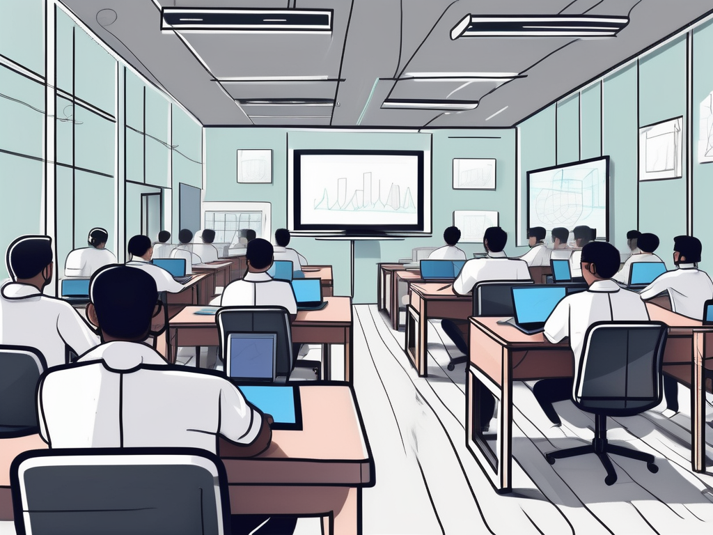 A modern bangkok classroom filled with various types of technology such as tablets