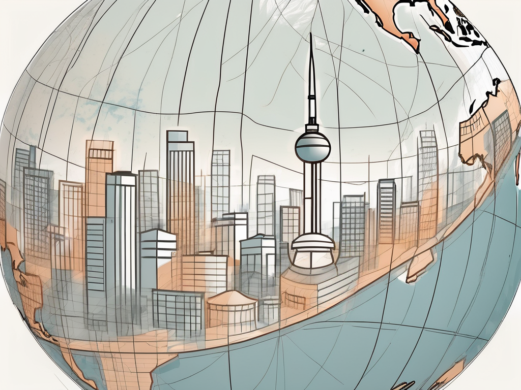 A globe with highlighted cities known for high-paying teaching jobs