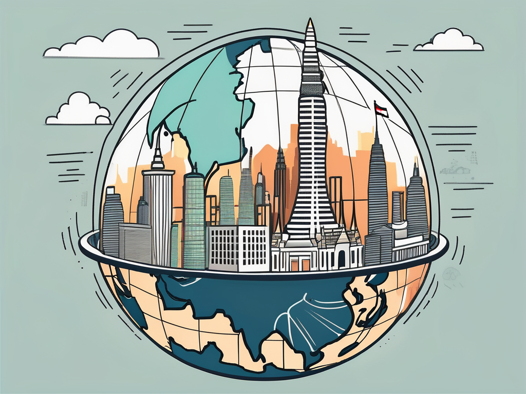 A globe focused on thailand