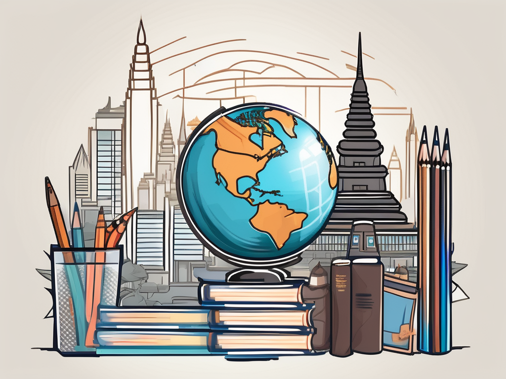 A diverse array of school supplies like books