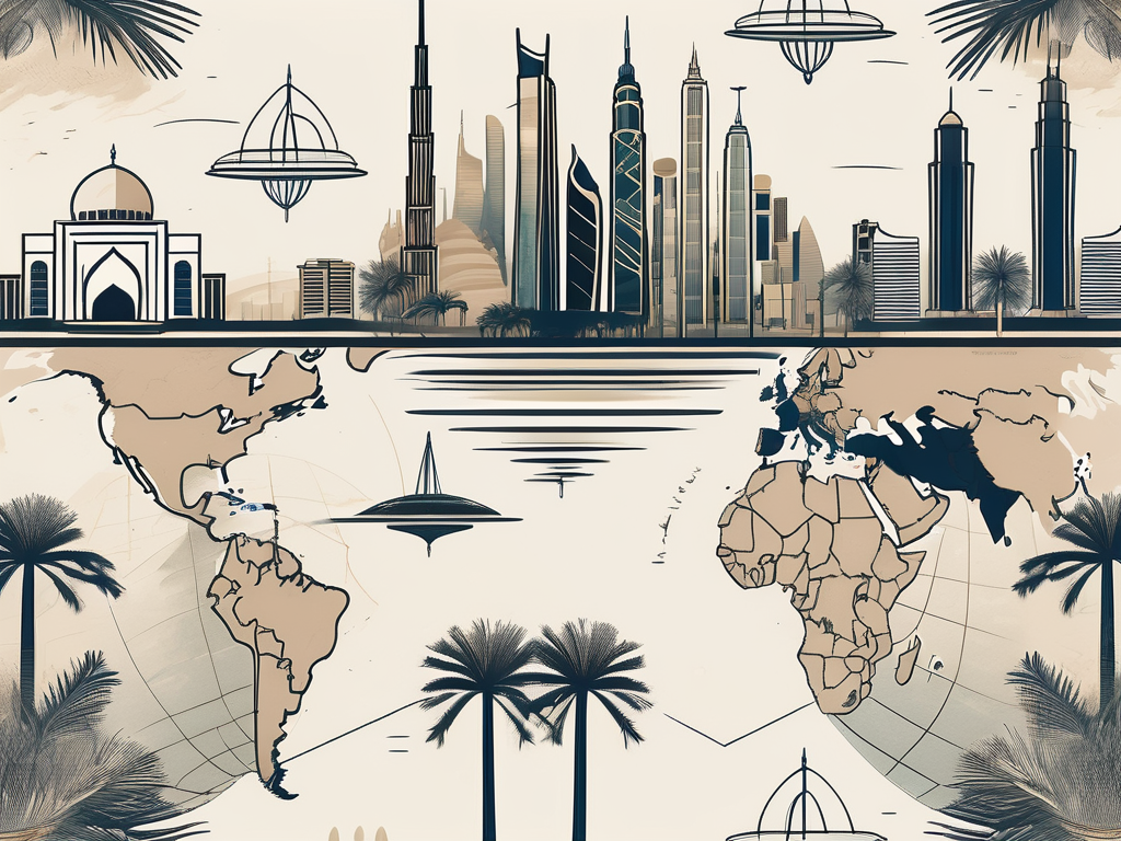A globe highlighting various cities around the world