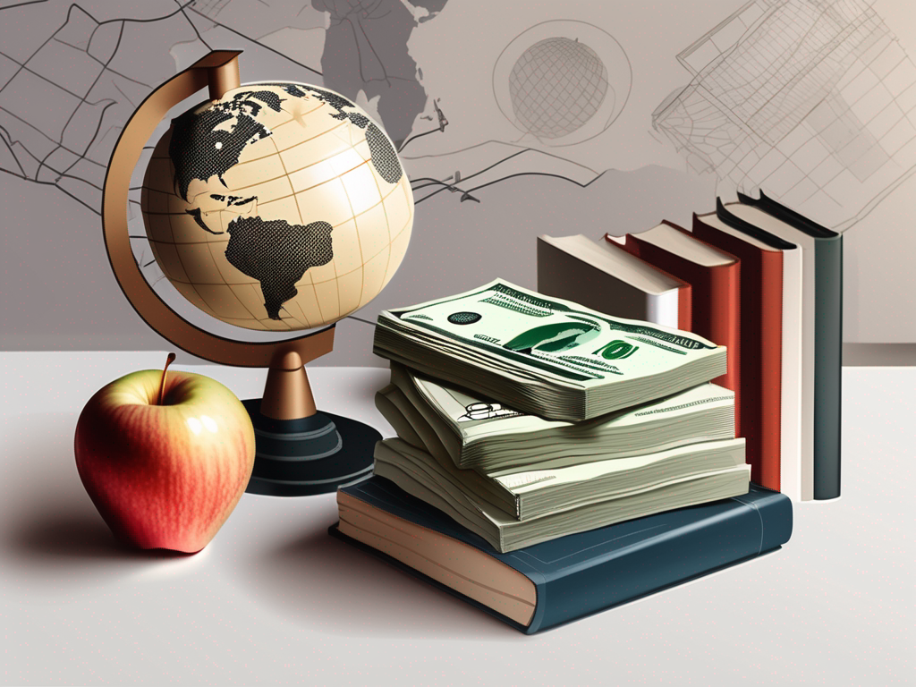 A stack of singaporean dollar bills next to a globe highlighting singapore