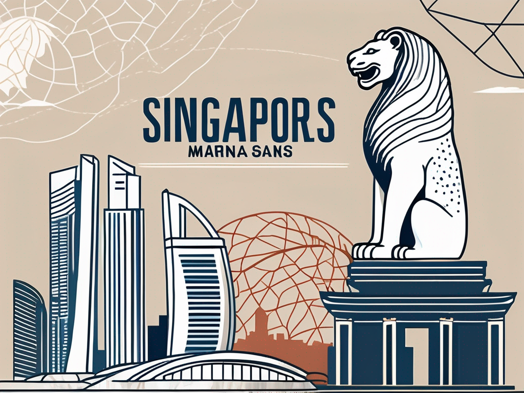 A classroom setting with singapore's iconic landmarks such as marina bay sands and the merlion in the background