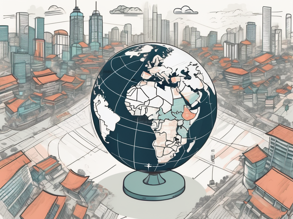 A globe with various cities highlighted