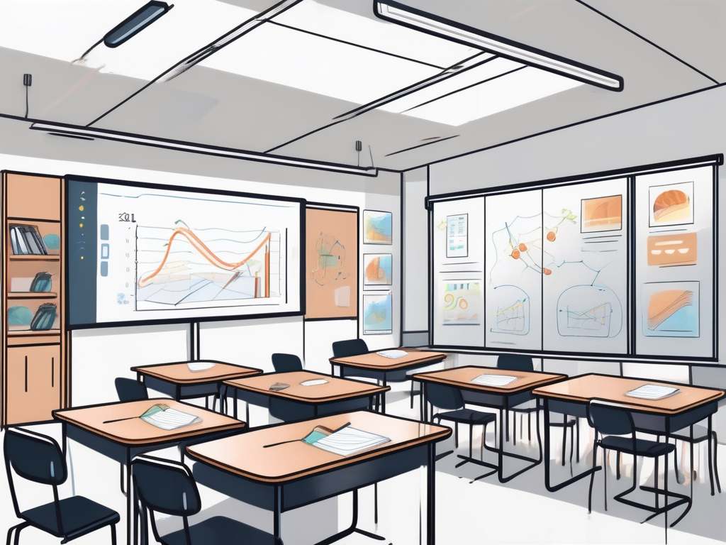 A classroom setting in singapore with various teaching tools such as a digital screen