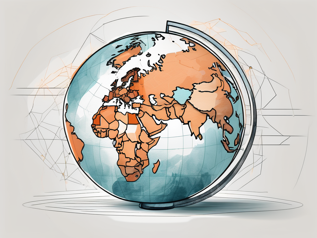 A globe with highlighted cities known for high-paying teaching jobs