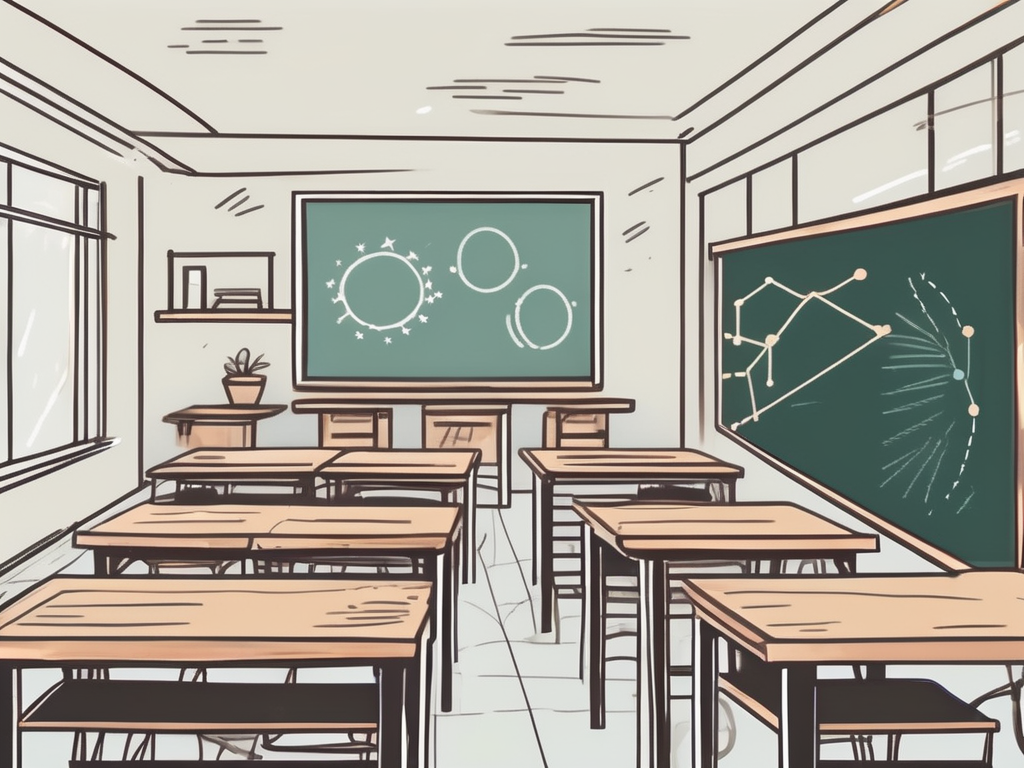 A classroom setting in vietnam with a chalkboard