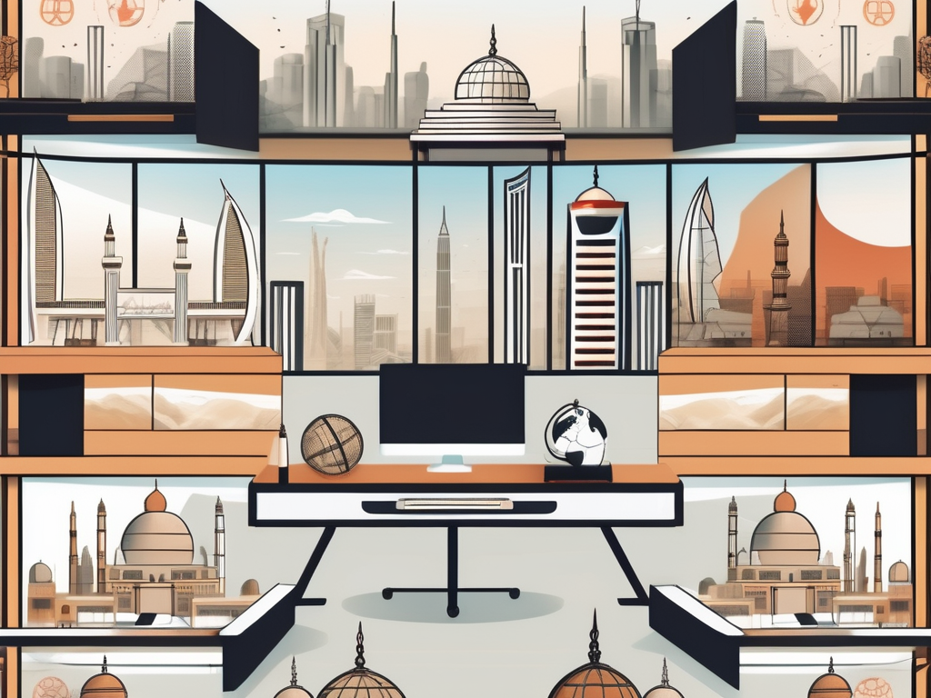 A classroom with various cultural symbols from around the world