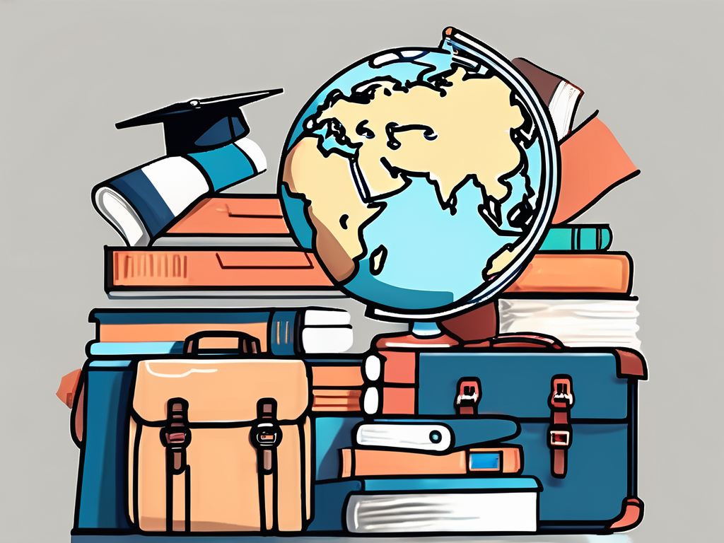 A diverse set of school supplies such as books