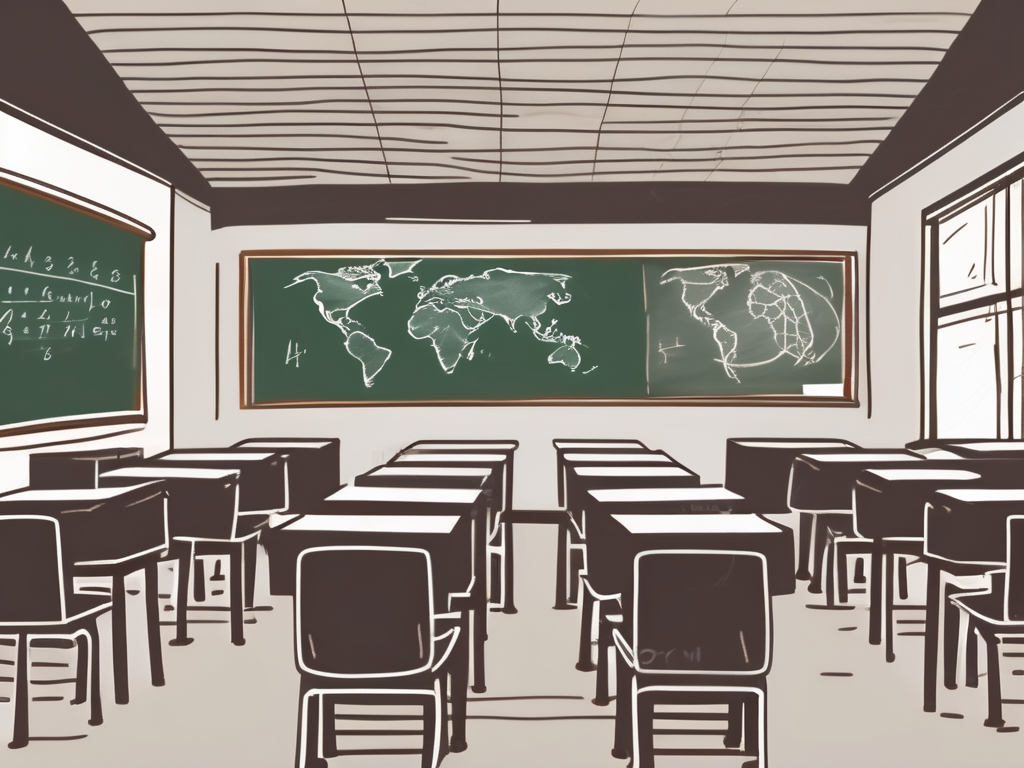 A singaporean classroom with empty desks and chairs