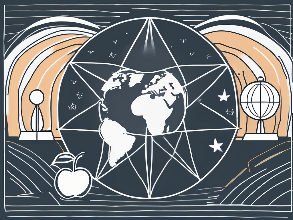 A peaceful singapore school environment with symbolic elements like an apple (for teaching)