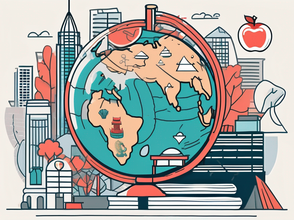 A diverse array of school-related objects like a globe