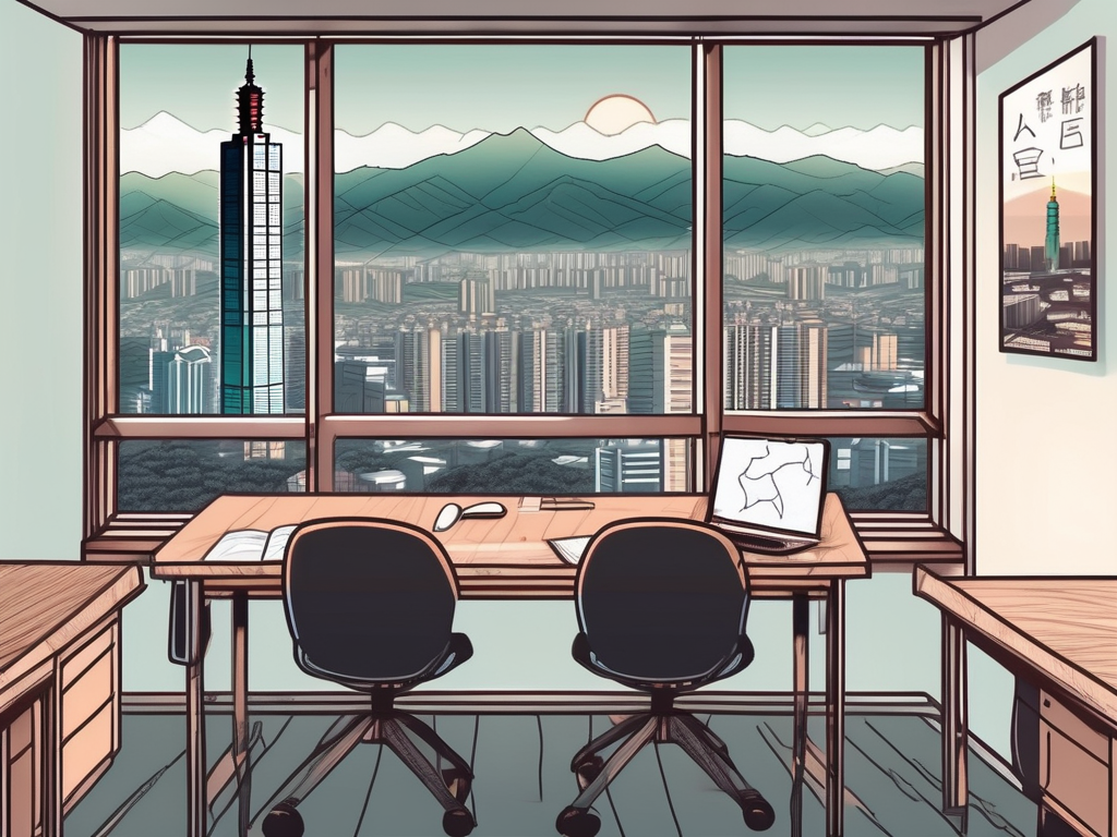 A classroom setting in taiwan with a chalkboard