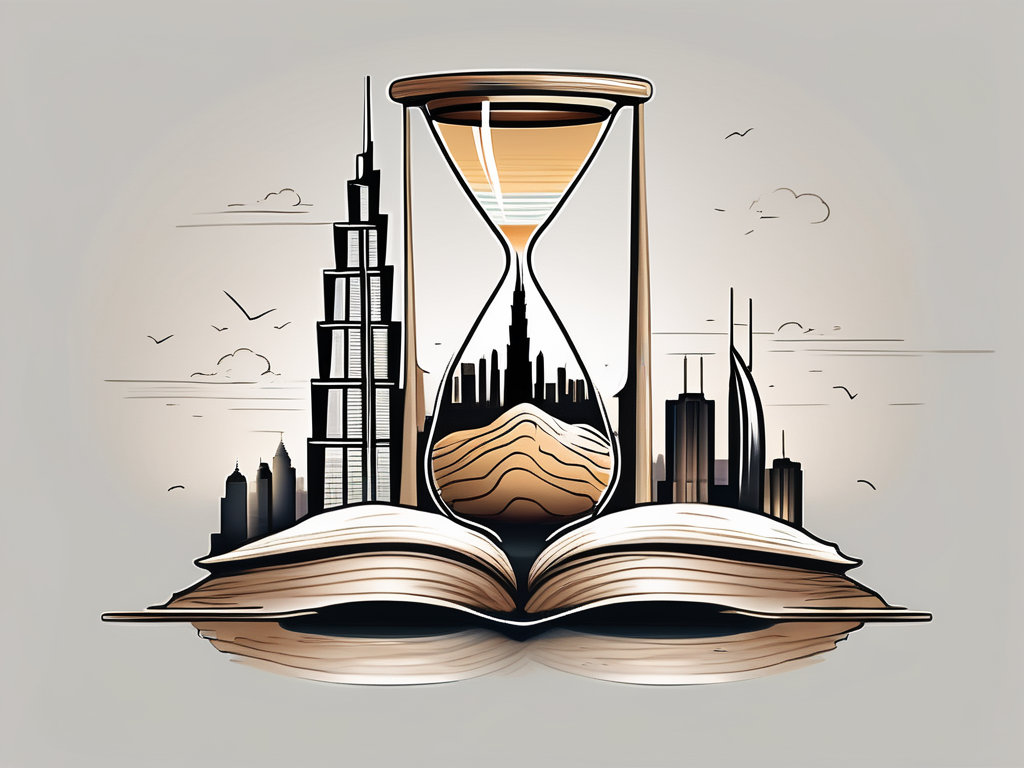 A half-filled hourglass with sand trickling down