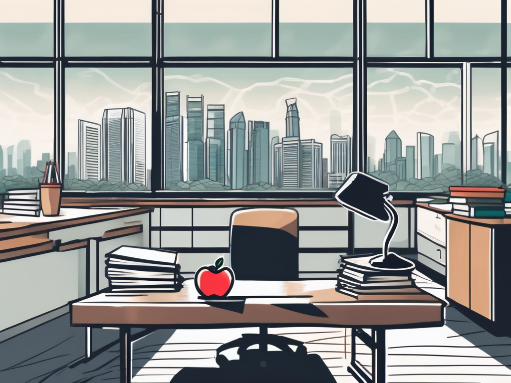 A classroom with a globe