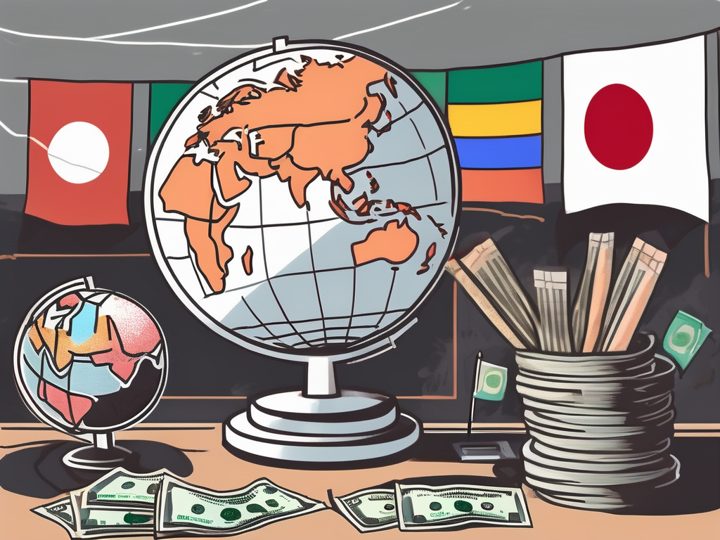 A classroom setting with a globe