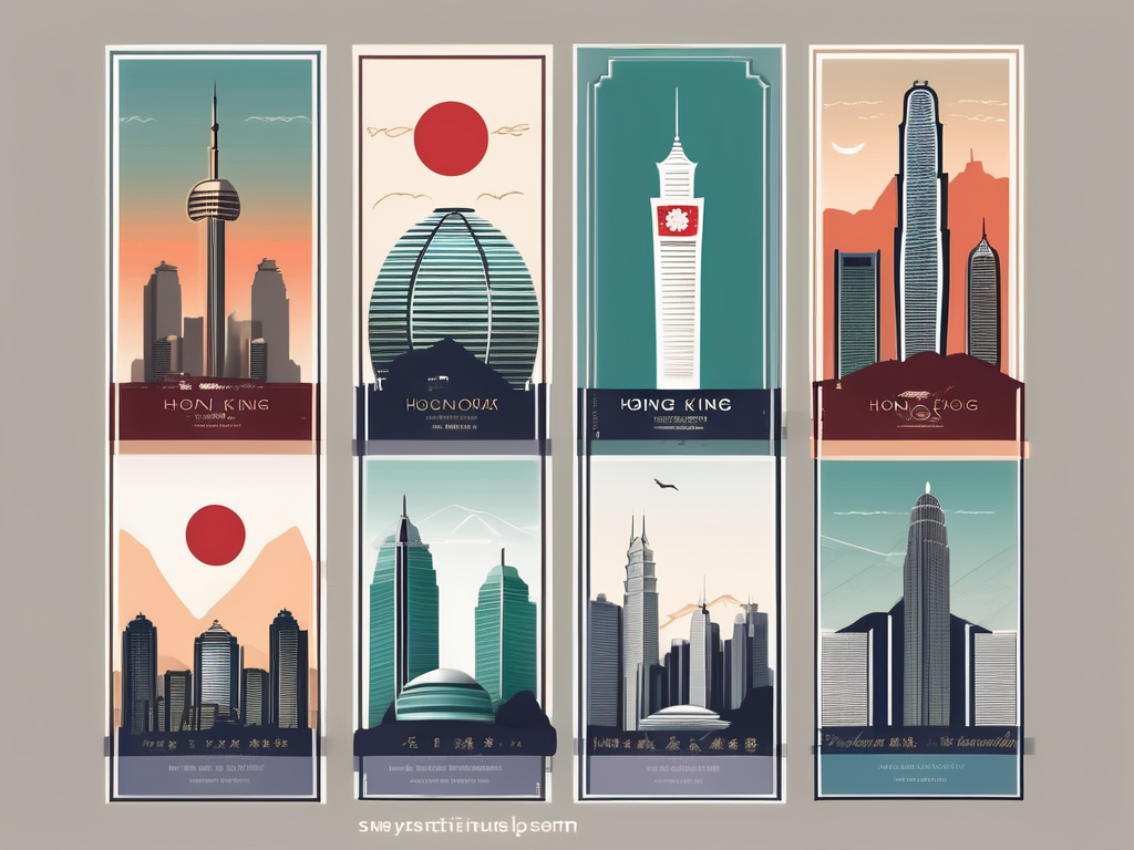 Four different iconic landmarks of hong kong