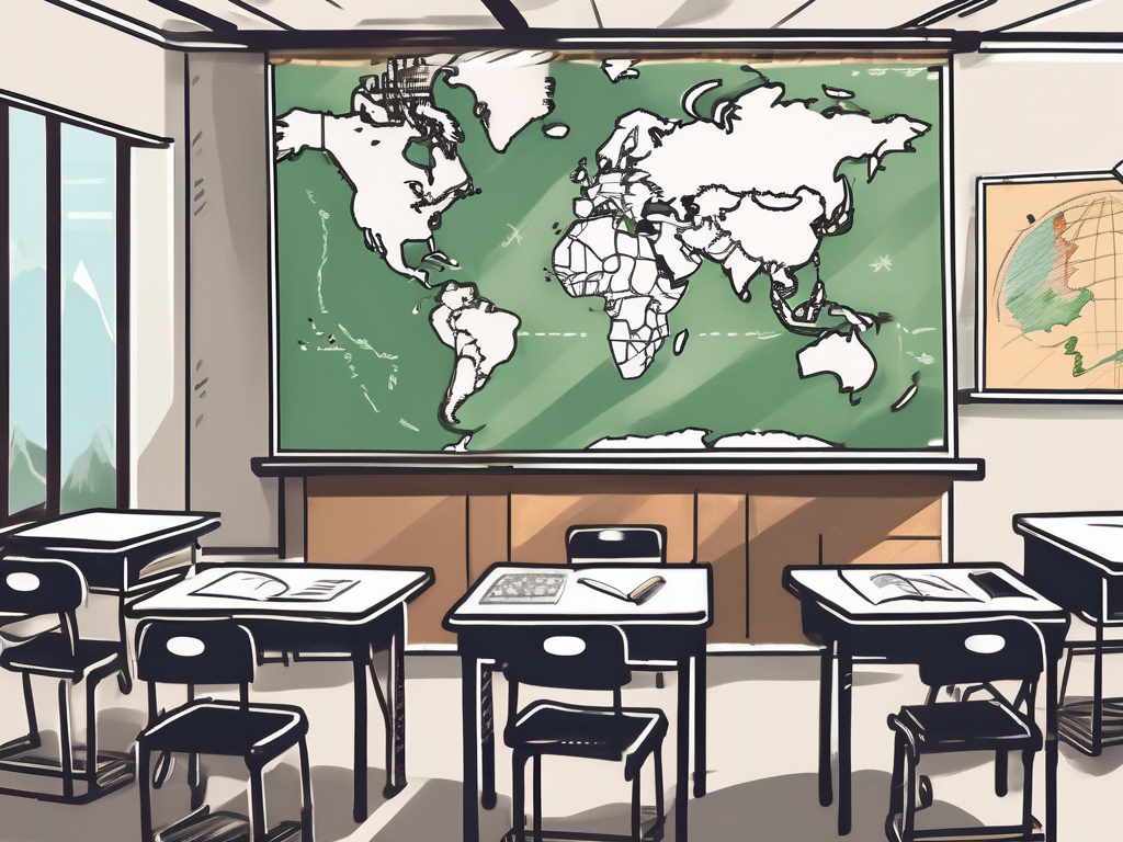 A classroom setting in indonesia with desks