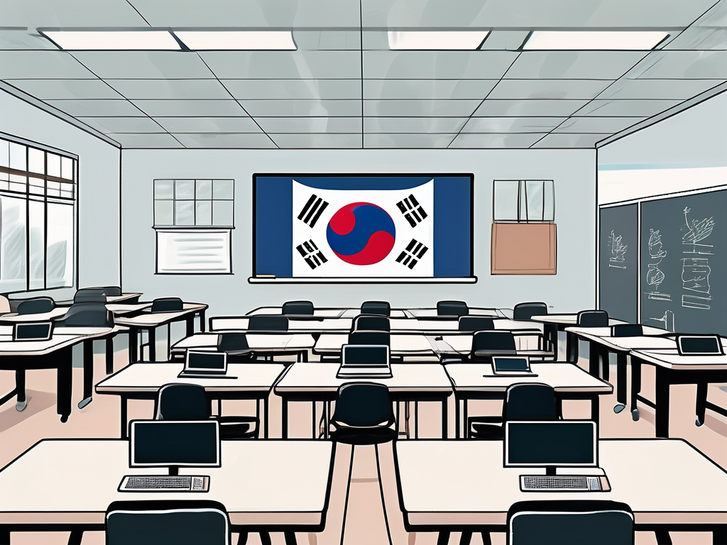 A classroom setting with desks and chairs