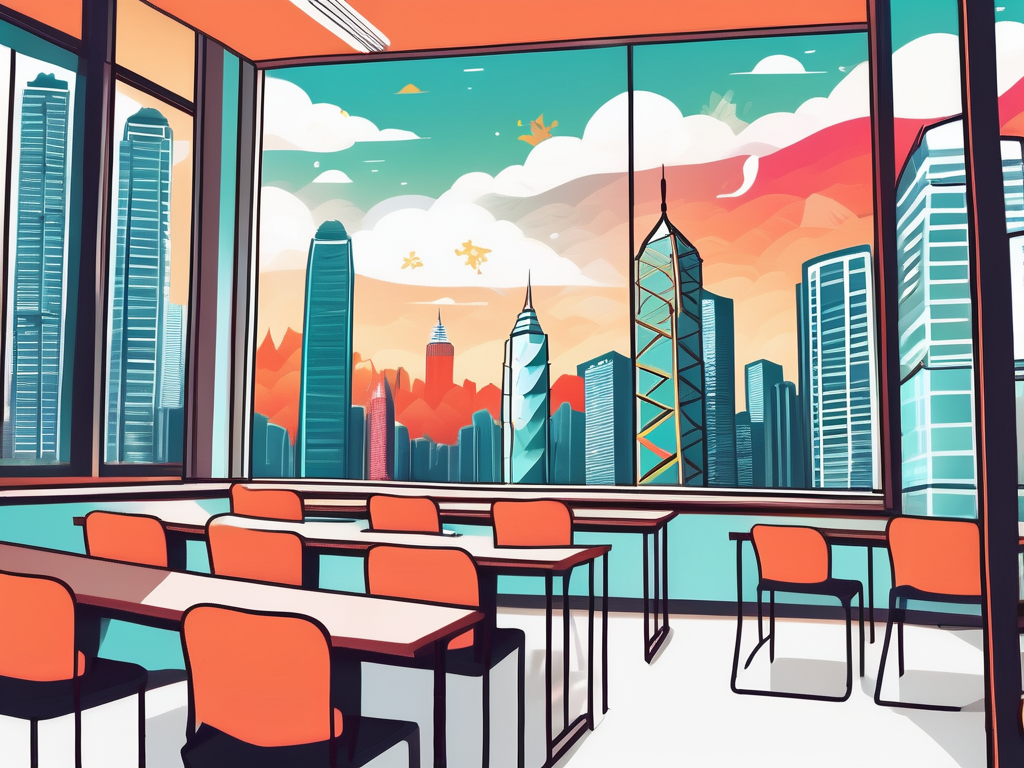 A vibrant hong kong cityscape with iconic landmarks