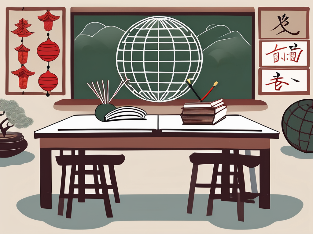 A classroom with different cultural symbols